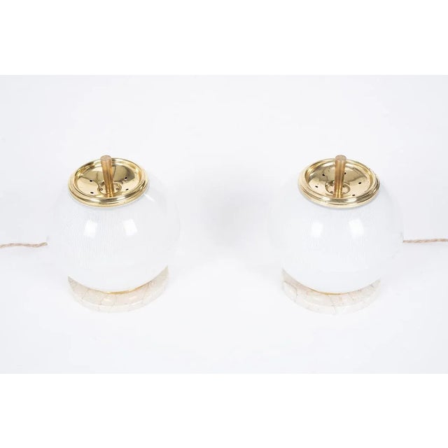 Holophane Model Holophane Brass and Marble Lamps, 1960s, Set of 2 For Sale - Image 4 of 8