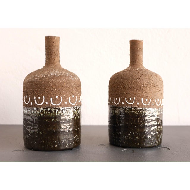 Scandinavian Mid-Century Modern Brutalist Pottery Vases by Hellström for Nittsjö, Sweden, Set of 2 For Sale - Image 11 of 11