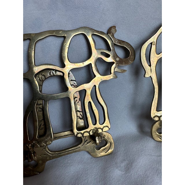 Brass Elephant Bookends For Sale - Image 6 of 9