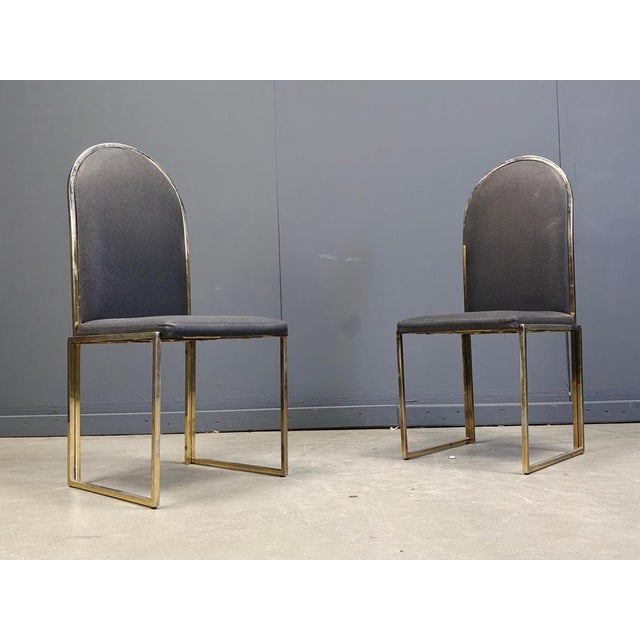 1970s Vintage Brass Dining Chairs attributed to Belgochrom, 1970s, Set of 5 For Sale - Image 5 of 15