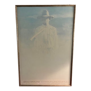 1983 Brad Braune Cowboy Landscapes Exhibition Poster, Framed For Sale