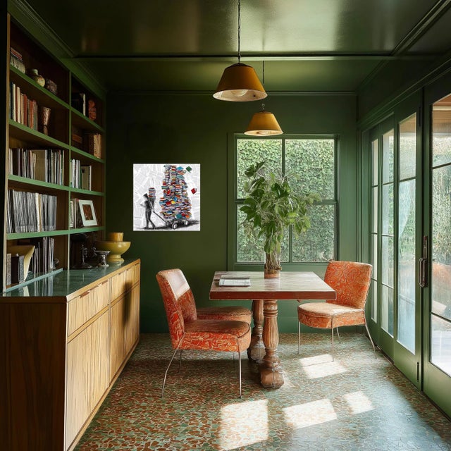 Charcoal An Enduring Wonderment - Colorful Mixed Media Surrealist Figurative Original Artwork by Robert Lebsack For Sale - Image 8 of 9