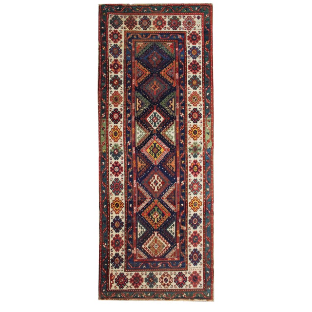 Late 19th Century Antique Hand-Knotted Talish Kazak Rug - 3′4″ × 8′4″ For Sale