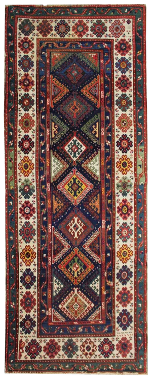 Late 19th Century Antique Hand-Knotted Talish Kazak Rug - 3′4″ × 8′4″