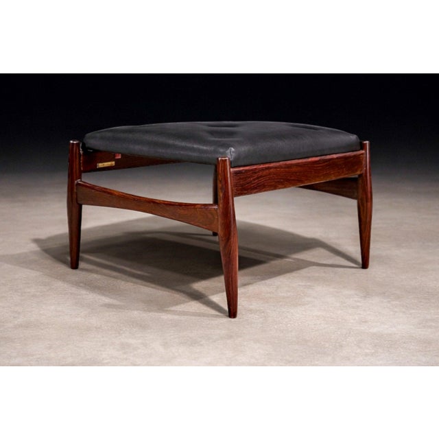 Black Ottoman in Rosewood & Leather, Liceu De Artes, 1960s For Sale - Image 8 of 10