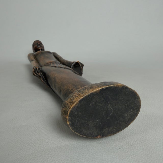 Brown Vintage African Carved Wood Madonna Statue, 20th Century For Sale - Image 8 of 11