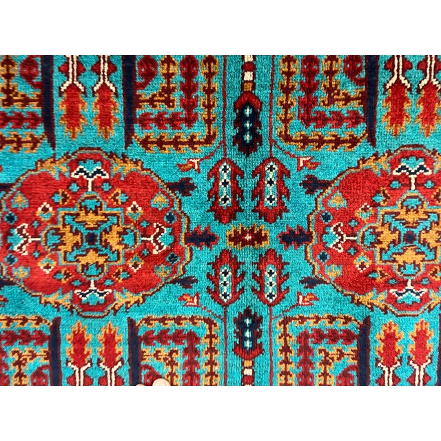 Turquoise Tree of Life Tribal Wool Area Rug, 4'11