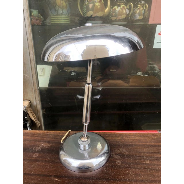 Elegant chrome ministerial lamp, designed by the Italian architect Giovanni Michelucci and made of chromed metal in 1940...