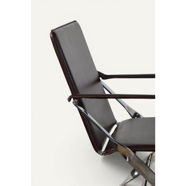 Leather and Chrome-Plated Metal Armchairs, Italy, 1970, Set of 2 For Sale - Image 12 of 18