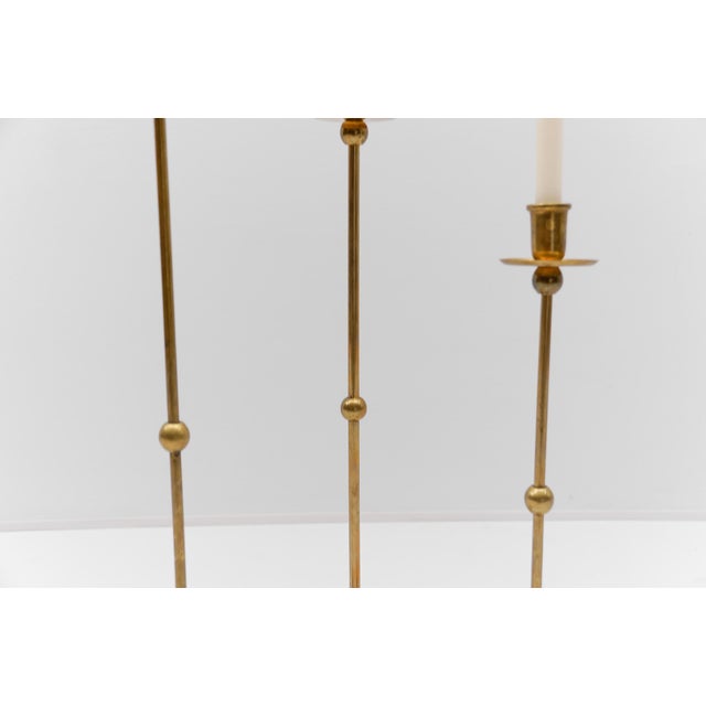 Mid-Century Modern Brass Candleholders, 1960s, Set of 3 For Sale - Image 9 of 11