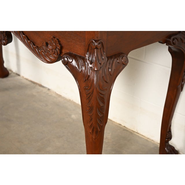 Baker Furniture Georgian Carved Mahogany Console or Sofa Table, Newly Refinished For Sale - Image 9 of 16
