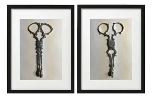 18th Century Regency Sterling Silver Sugar Nips with Frames, London, 1750, Set of 2