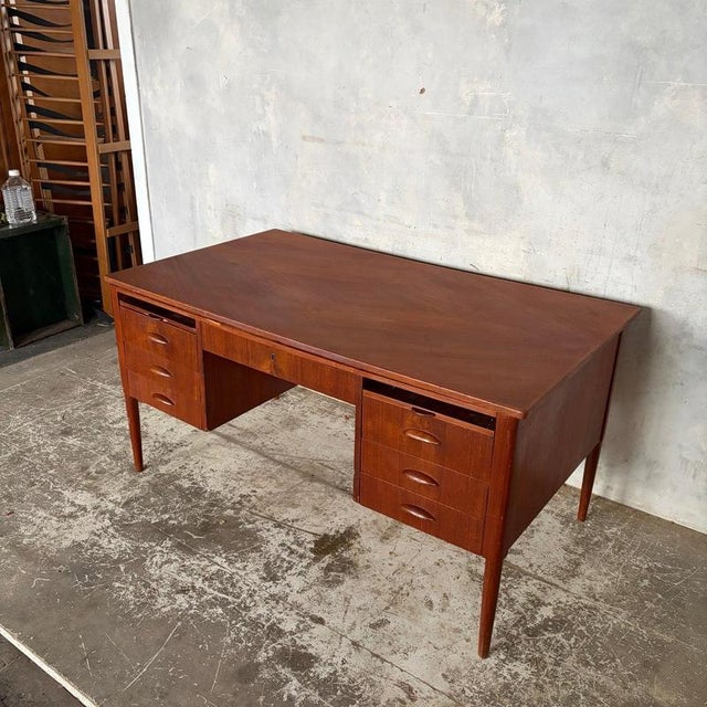 Large Mid-Century Danish Teak Twin Pedestal Executive Desk, 1960s For Sale - Image 3 of 11