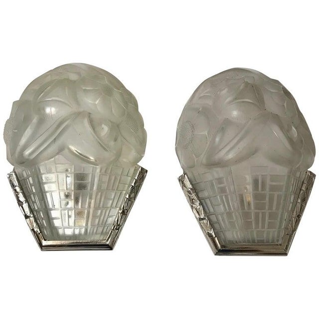 French Art Deco Wall Sconces Signed by Degue - a Pair For Sale - Image 11 of 11