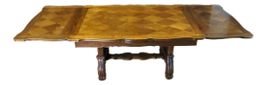 Antique French Walnut Carved Draw Leaf Extendable Dining Table