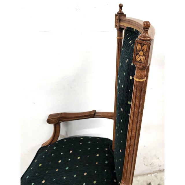 Vintage Italian Renaissance Directoire Hunter Green Desk Dining Accent Armchair For Sale - Image 10 of 13