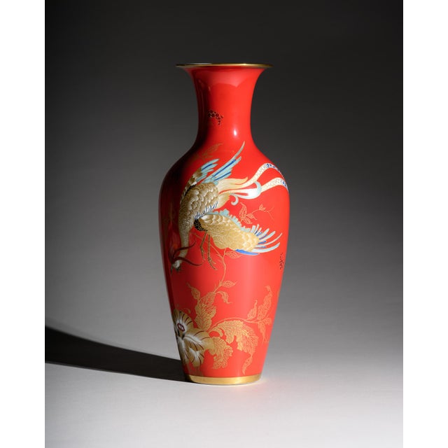 Chinoiserie Porcelain Floor Vase with Crane from Rosenthal, Germany, 1938 For Sale - Image 11 of 11