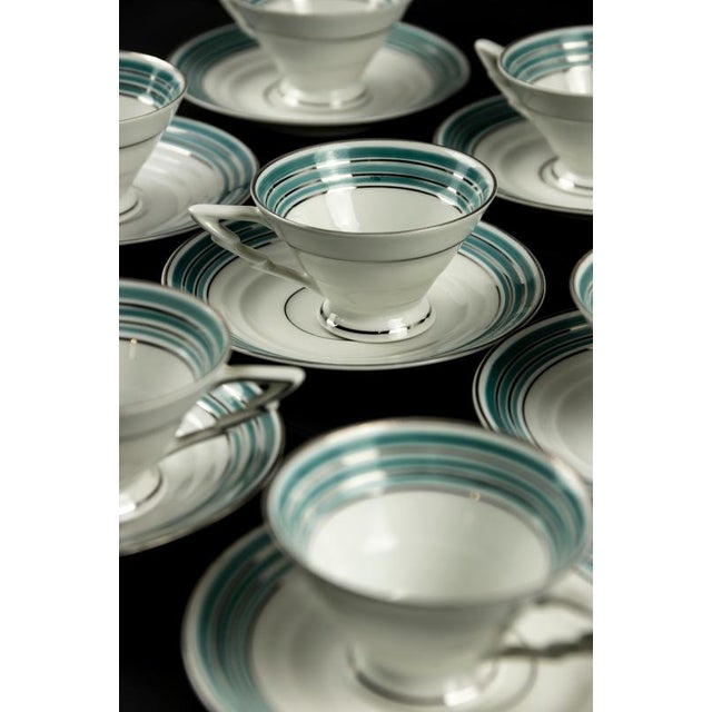 20th Century European Porcelain Coffee Set with Cups and Plates, Set of 18 For Sale - Image 10 of 15