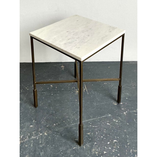 Vintage Boho Mecox Stone Top Side Table For Sale In West Palm - Image 6 of 12