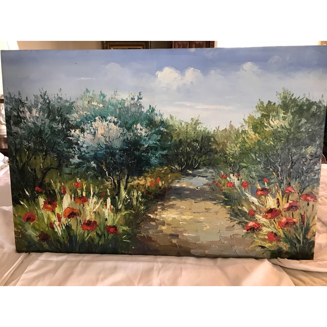 1950s Oil Painting of a Garden Walk For Sale - Image 4 of 12