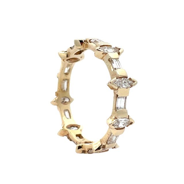 Modern 14k Yellow Gold Diamond Eternity Wedding Band, Size 10.25 For Sale - Image 3 of 7