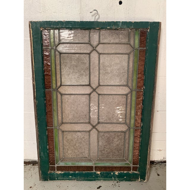 Transparent Vintage Mid 20th Century Stained Glass Window For Sale - Image 8 of 9