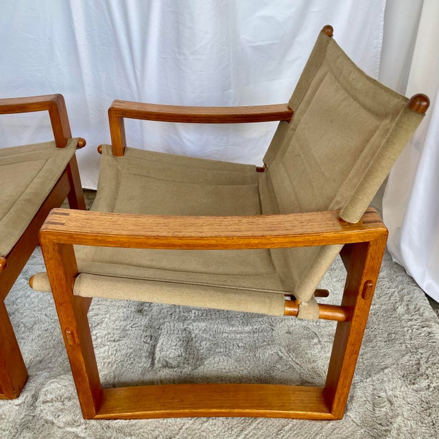 Mid 20th Century Pair Safari Chairs Style of Borge Jensen for Mobelfabrik For Sale - Image 10 of 12
