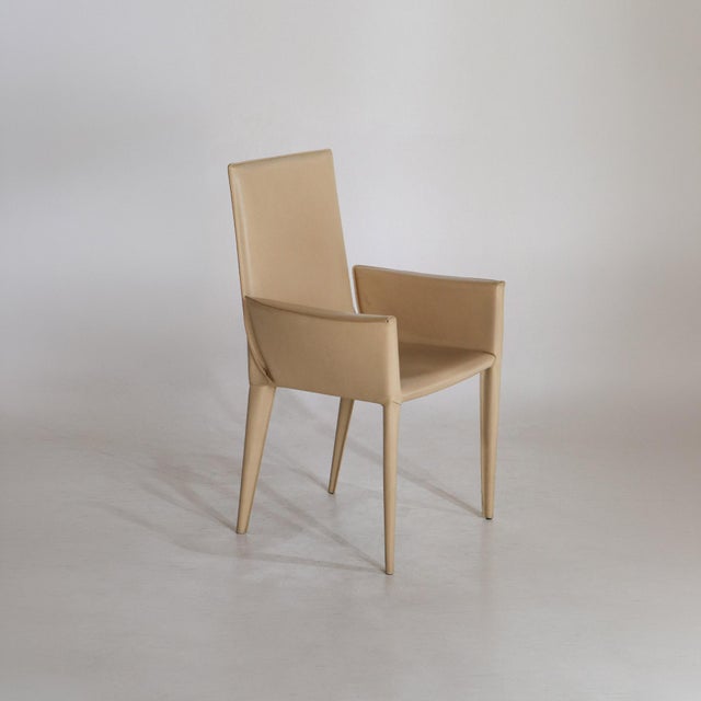Sand 1990s Bottega Leather Chair by Renzo Fauciglietti and Graziella Bianchi for Frag For Sale - Image 8 of 13