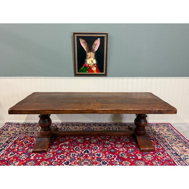 Wood Antique French Dining Farmhouse Monk Refectory Monastery Table Baluster Pedestal For Sale - Image 7 of 18