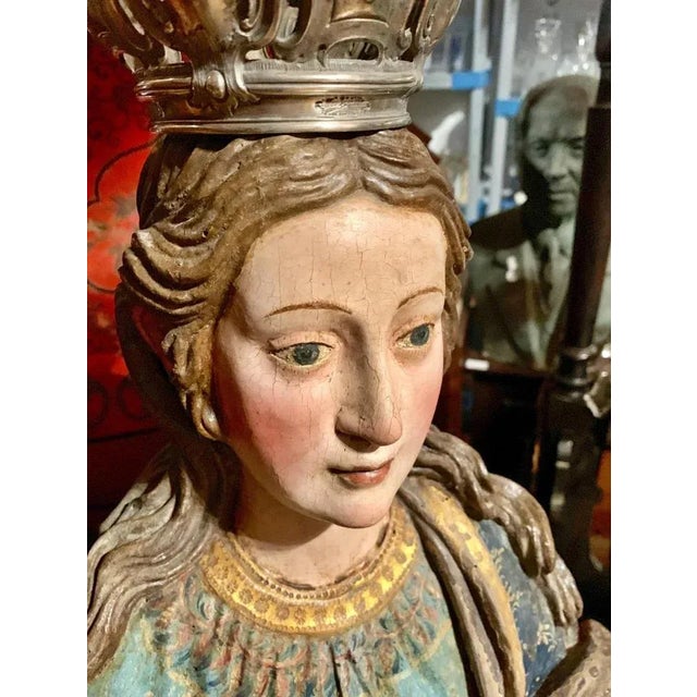 Wood Indo-Portuguese Sculpture, 17th Century For Sale - Image 7 of 11