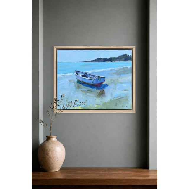 2020s Between Tides, Modern Impressionist Coastal Oil Painting For Sale - Image 5 of 9