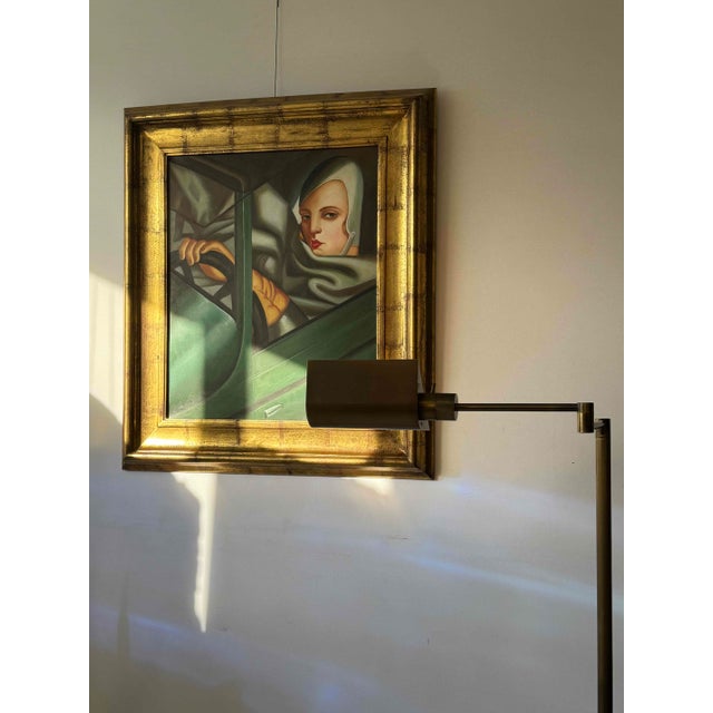 Copper Vintage Brass Pharmacy Swing Arm Floor Lamp by Koch & Lowy For Sale - Image 8 of 9