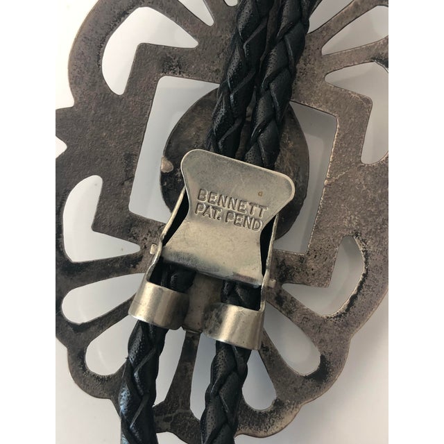 1960s Native American Turquoise Silver Bolo Tie For Sale - Image 4 of 8