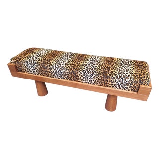 Bench with Conical Legs and Animalier Fabric from Artigianato Italiano, 2000s For Sale