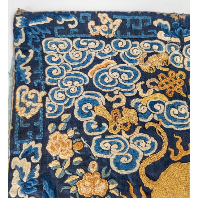 19th Century Qing Dynasty Embroidered Silk Military Rank Badge With Lion For Sale In New York - Image 6 of 7
