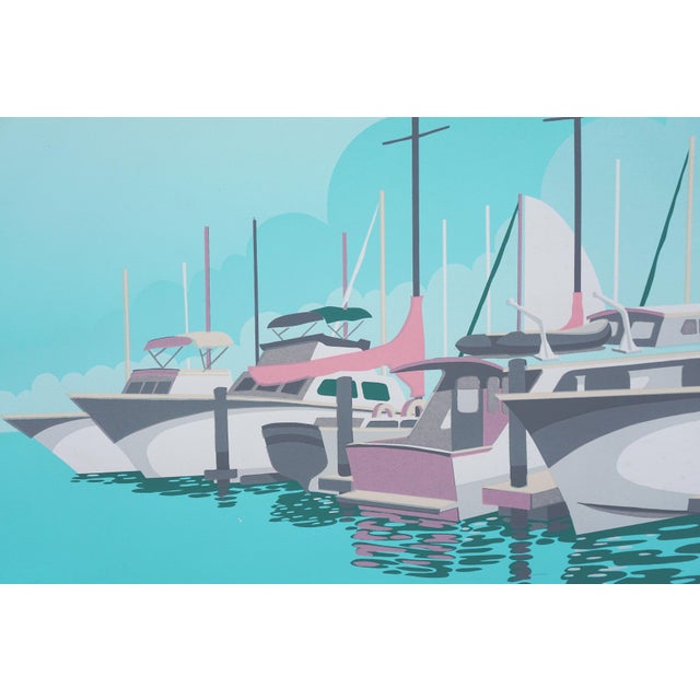 Modern Waiting for Sunday -- Boats in Harbor by DuWayne Boyd Higgins For Sale - Image 3 of 5