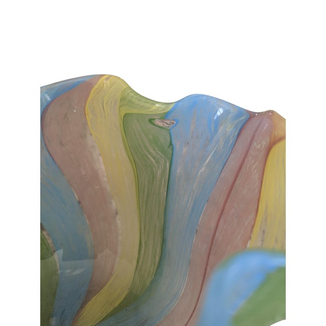 Late 20th Century Art Glass Ruffled Decorative Bowl For Sale - Image 5 of 12