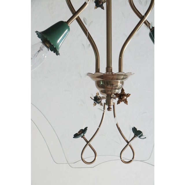 Forest Green Italian Chandelier by Pietro Chiesa for Fontana Arte, 1940s For Sale - Image 8 of 18