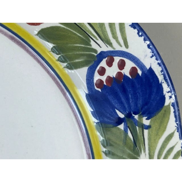 Vintage Hb Quimper Plate | Hand Painted Breton Couple Faience | French Folk Art Pottery For Sale - Image 9 of 10