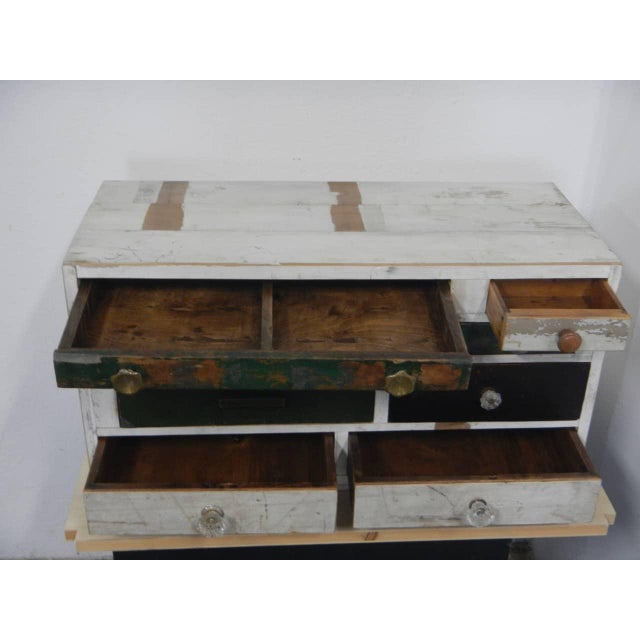 Wood Table Chest of 8 Drawers, 1980 For Sale - Image 7 of 11