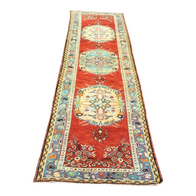 Vintage Turkish Oushak Runner Rug - 37" X 140" For Sale