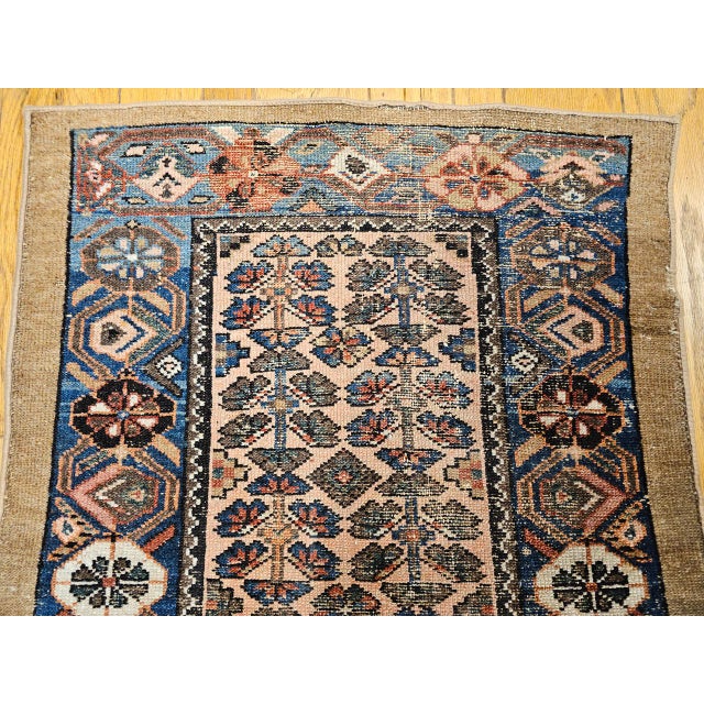 Camel Vintage Persian Malayer Area Rug, Hand-Knotted Wool, Allover Geometric Design, Camelhair & Blue, 3x6 For Sale - Image 8 of 13
