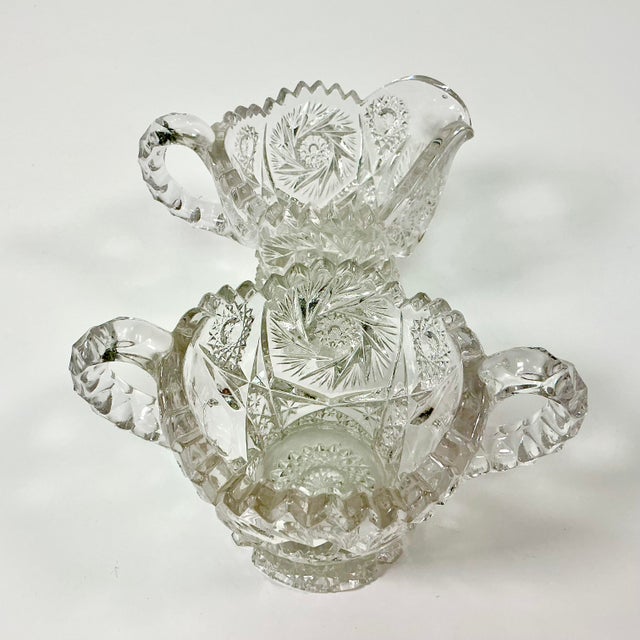 Late 19th Century Late 1800s Antique Boho Chic Hollywood Regency American Brilliant Cut Creamer & Sugar - A Pair For Sale - Image 5 of 17