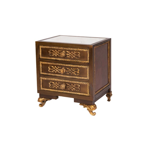 20th Century Louis XV Gilded Bronze Bedside Tables, Set of 3 For Sale - Image 10 of 14