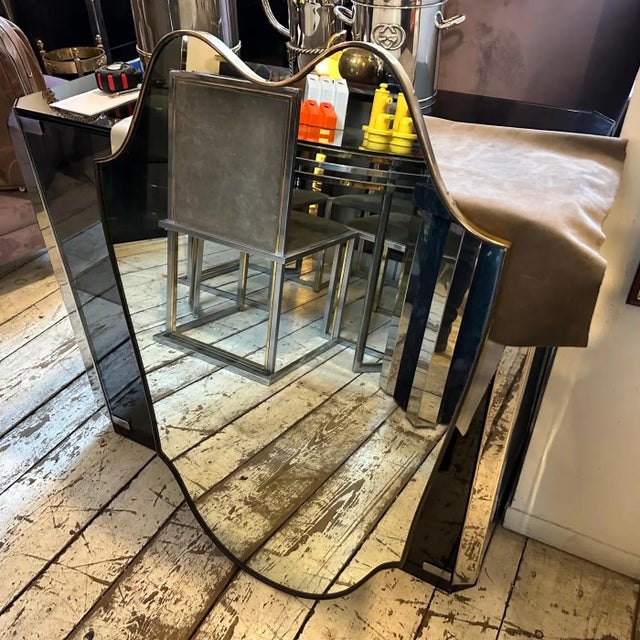 Brass 1950s Gio Ponti Style Mid-Century Modern Solid Brass Italian Big Wall Mirror For Sale - Image 8 of 12