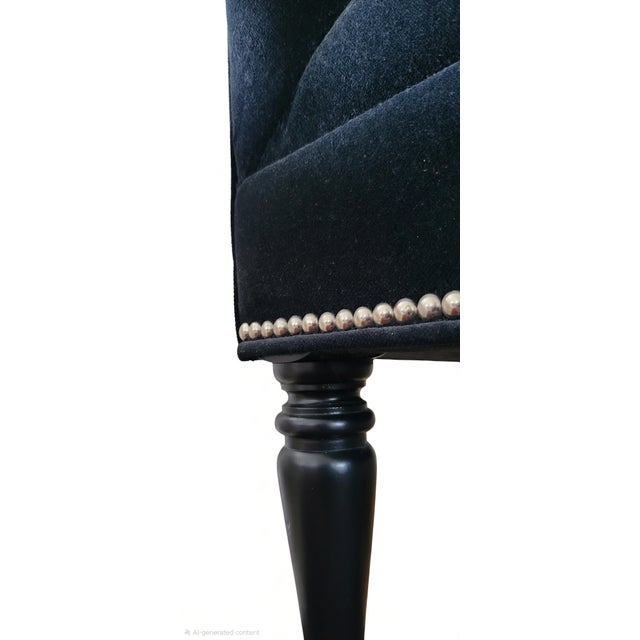Barclay Butera Barclay Butera Ridgecrest 60" Black Velveteeen Loveseat Settee Sofa Couch For Sale - Image 4 of 11