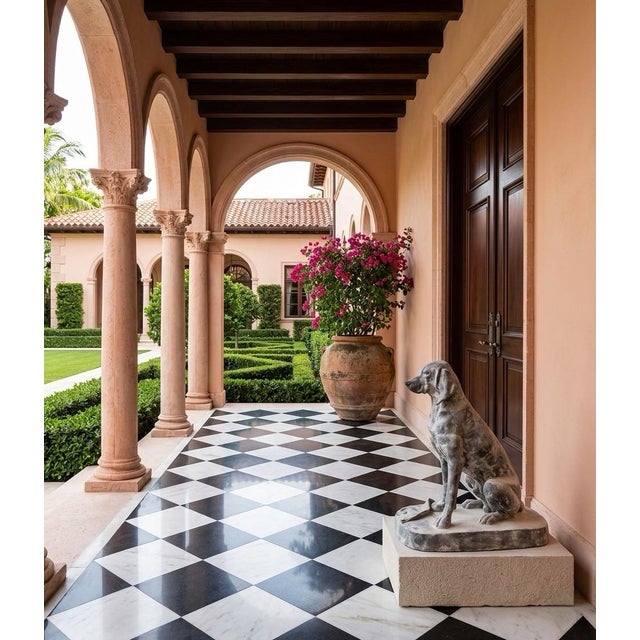 Vintage Weathered Cast Iron Seated Hound Statue For Sale - Image 9 of 12