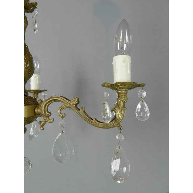 Gold French Chandelier & Matching Wall Sconces, 1950s, Set of 3 For Sale - Image 8 of 14