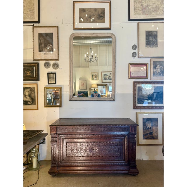 Sand Antique French Stripped Louis Philippe Mirror For Sale - Image 8 of 9