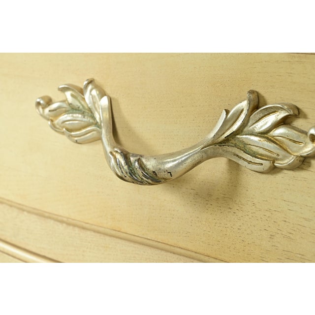 Cream Henredon French Rococo Louis XV Carved Oak and Silver Gilt Marble Top Commode or Chest of Drawers For Sale - Image 8 of 18